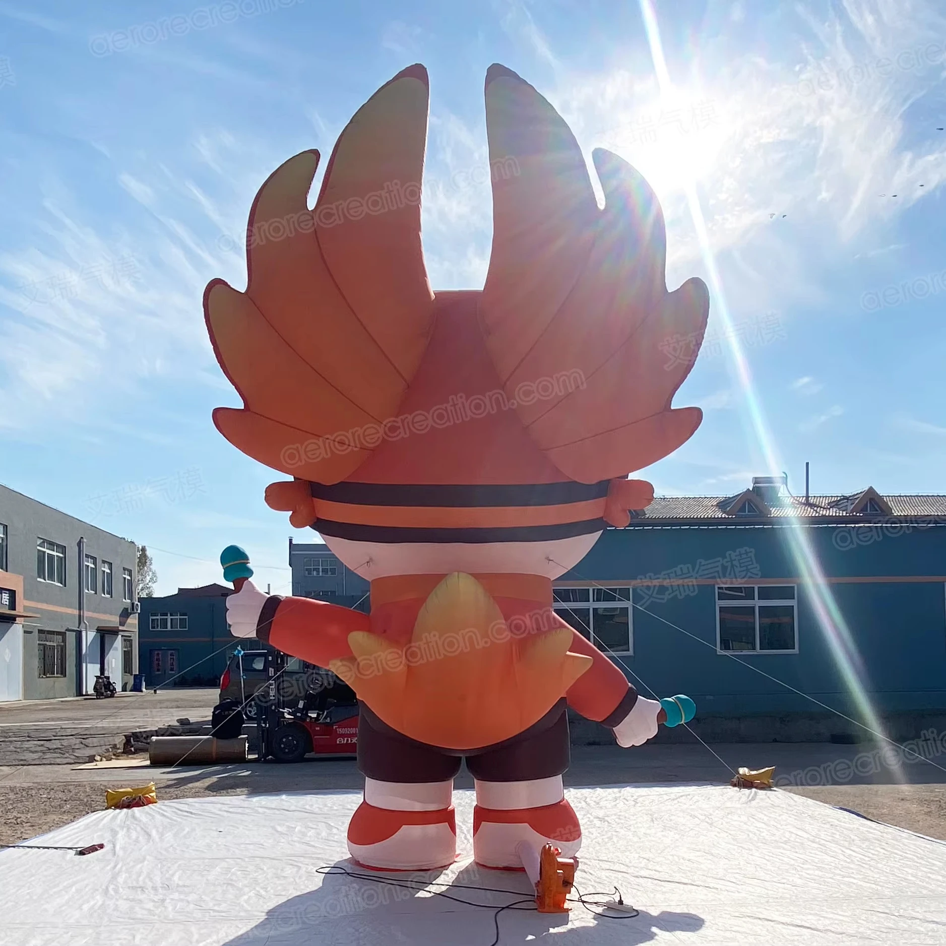 6m Giant Custom Inflatable Cartoon Boy Model Outdoor Advertising Inflatable Cartoon Mascot with Flame