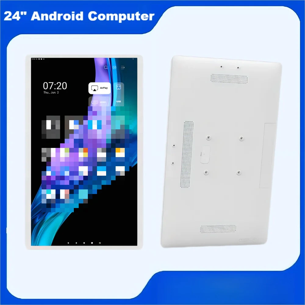 24 Inch Android 12 14 Wall Mount Tablet 4GB+64GB  IN Touch Screen Slim White Multi Media Player Display Accessory