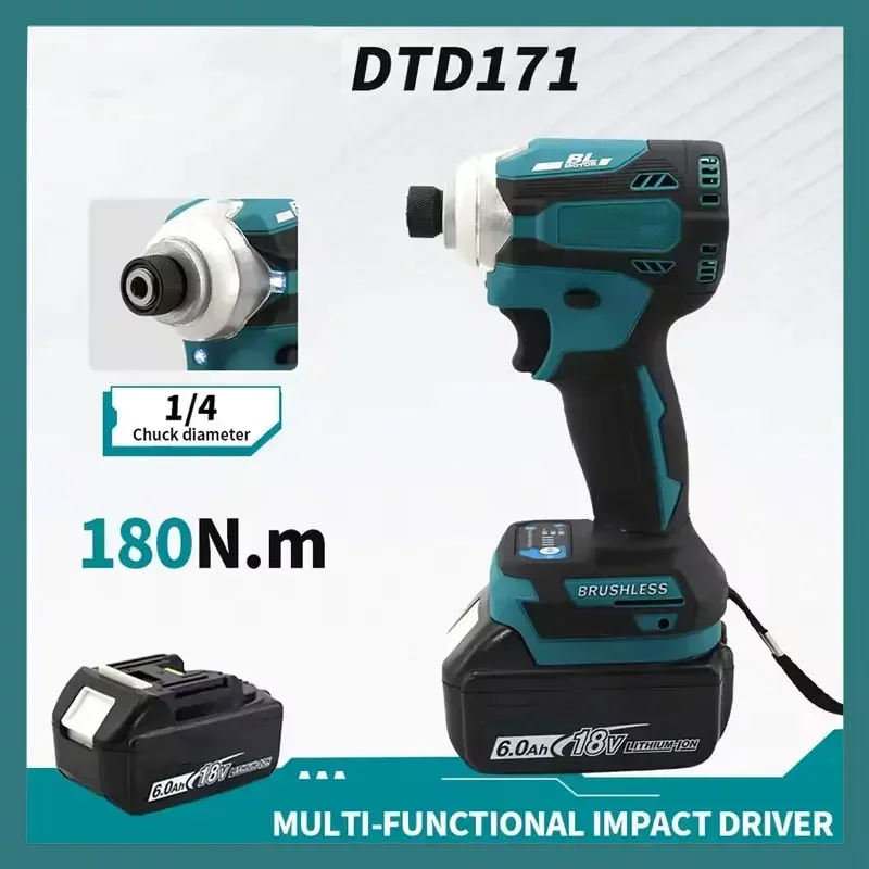

DTD171 Brushless Impact Driver Rechargeable Screwdriver Drills Cordless Power Tools 18V BL Motor Bare Tool Unit Tool Fit Makita