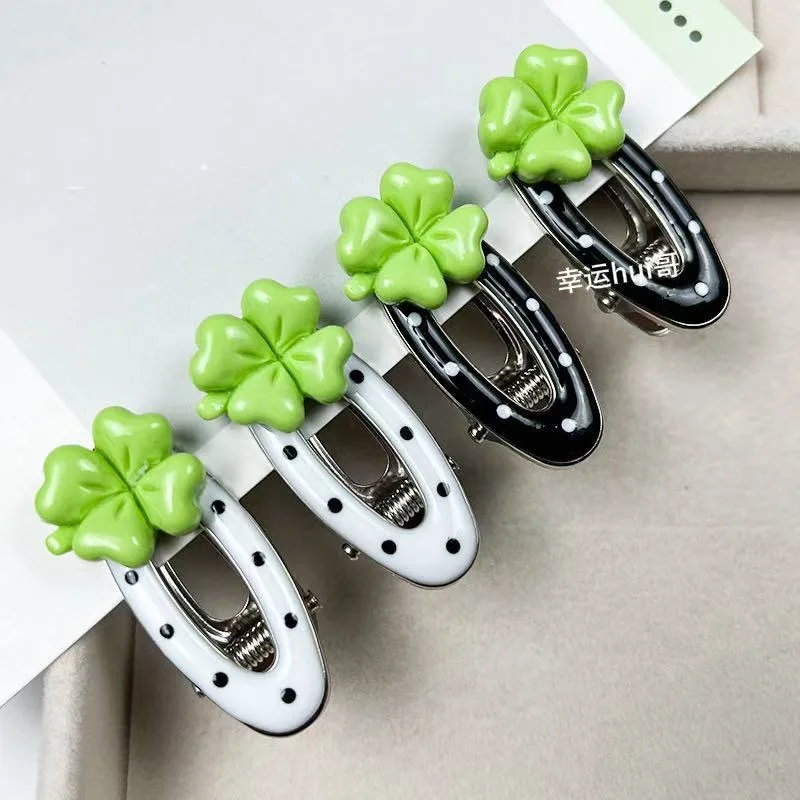 

Green Four-leaf Clover Lucky Hairpin BB Clip for Women Kawaii Sweet Girls Bangs Clip Side Clip Women Hair Accessories