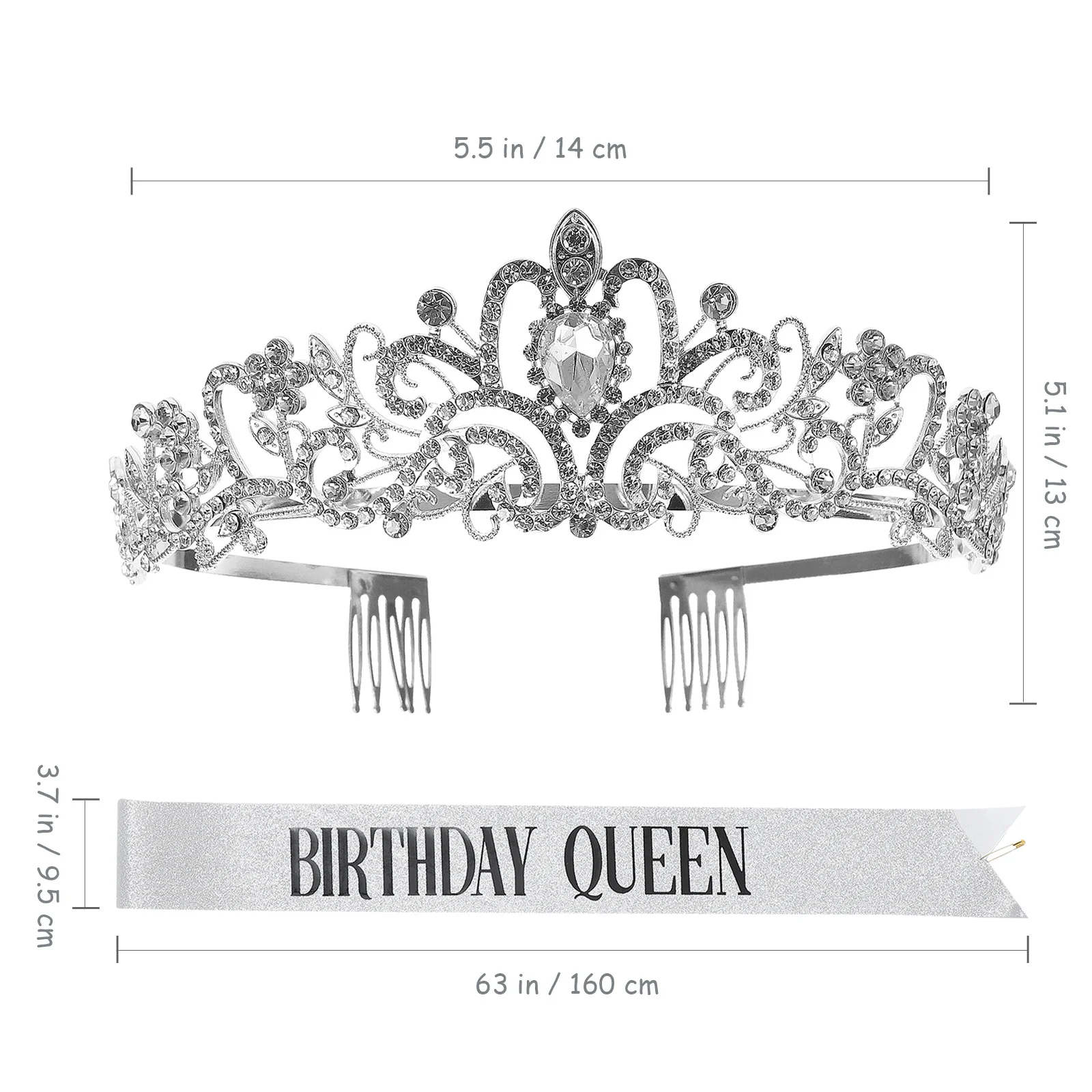 

Birthday Sash Crown Party Rhinestone Tiara Set Comfortable Lightweight Party Supplies Rhinestone Tiara Birthday Crown