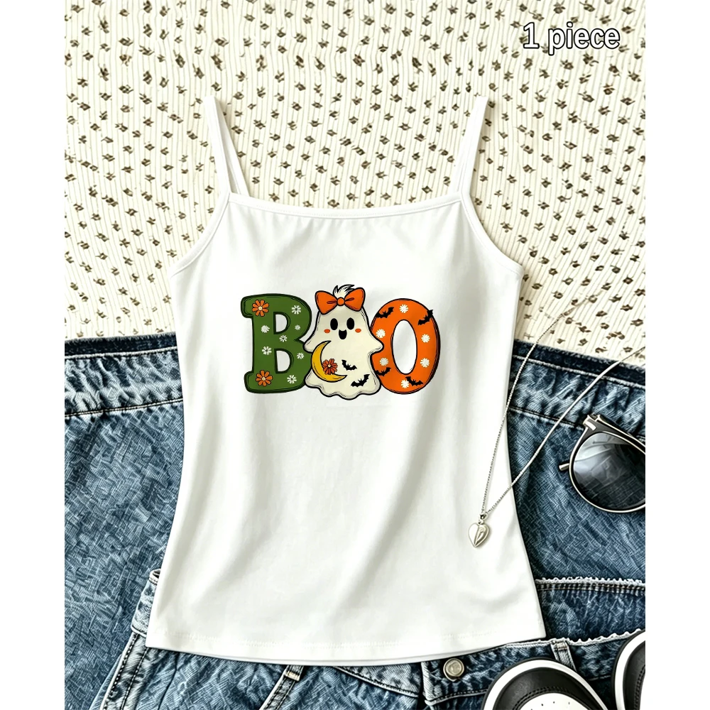 Halloween Party Vibes Camisole Women Costume Tank Top Sleeveless Vest Summer Holiday Wear Spooky Cute Graphic Top