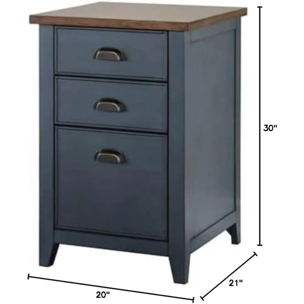 خزانة ملفات المزرعة الخشبية الزرقاء ذات الثلاث أدراج للتخزين