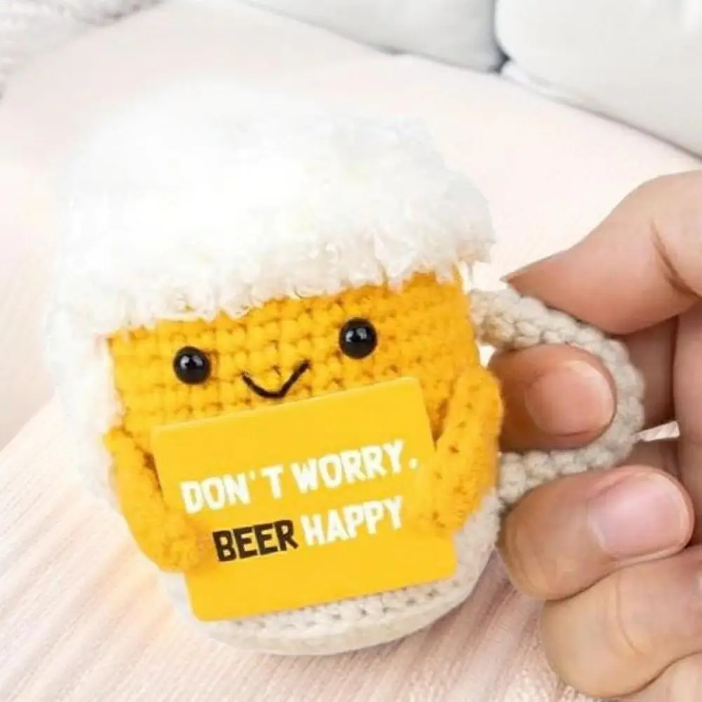    Handgefertigte gehäkelte Bier- und Kaffeetassen, niedliche Desktop-Ornamente, gestrickte Weihnachtsgeschenke, Heim- und Bürodekoration