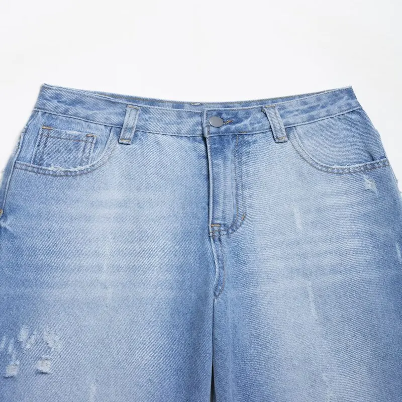 

New 2025 Summer Women's Versatile Cotton Mid-Waist Waed Denim Casual orts Faionable Five-Quarter Length Jeans
