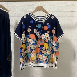 Casual Loose Women Print Blouses Short Sleeve Summer Women Print Tops Vintage Print Short Sleeve Lady Shirts Female Tops