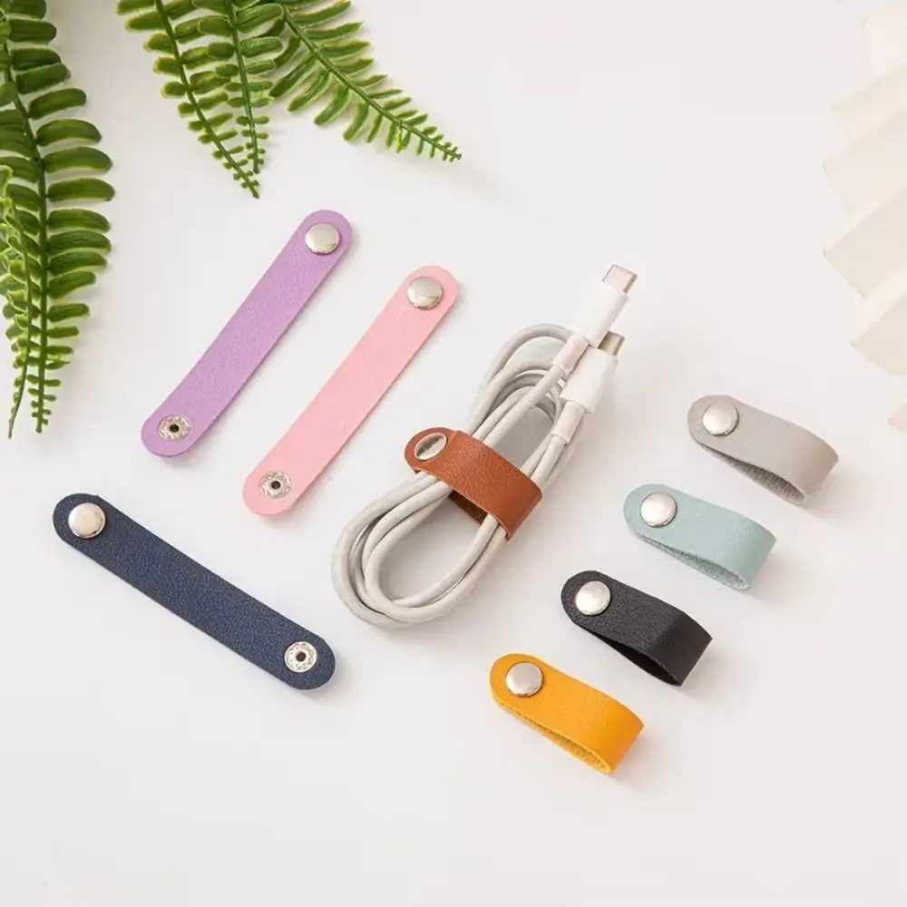 10Pcs Desktop Storage Cable Tie PU Leather Tangle-Free Cable Winder Cord Tidy Cable Management Cable Management Cord Organizer