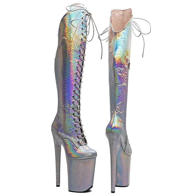 Leecabe   23CM/9inches  Snake  Upper  Fashion trend  platform High Heel stripper heel Pole Dance boot