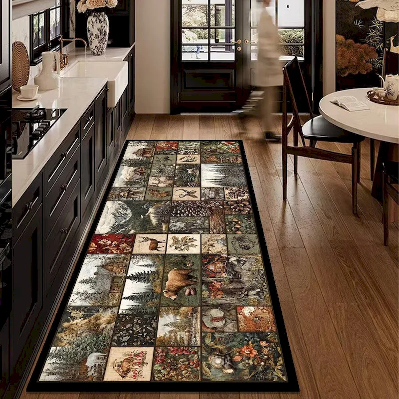 VIKAMA Rustic Cabin Deer Forest Runner Rug Non‑Slip Vintage Mountain Long Floor Mat for Kitchen Hallway Entryway Home Decor - view 4