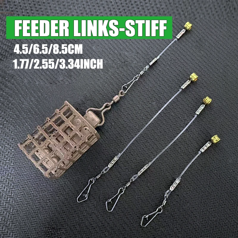 3 Stück steife Feeder-Verbindungsstücke |   Entwickelt für Freerun-Rigs, Größen 4,5/6,5/8,5 cm, geeignet für Karpfenangel-Köderkörbe. Hergestellt aus Flu