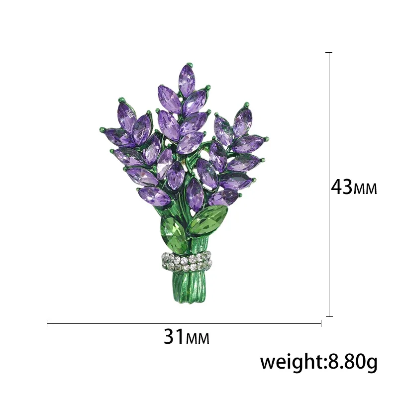 Dmari Women Brooch Romantic Crystal Lavender Flower Lapel Pins OL Accessories Lavender Botany Vindicate Gifts Luxury Jewelry
