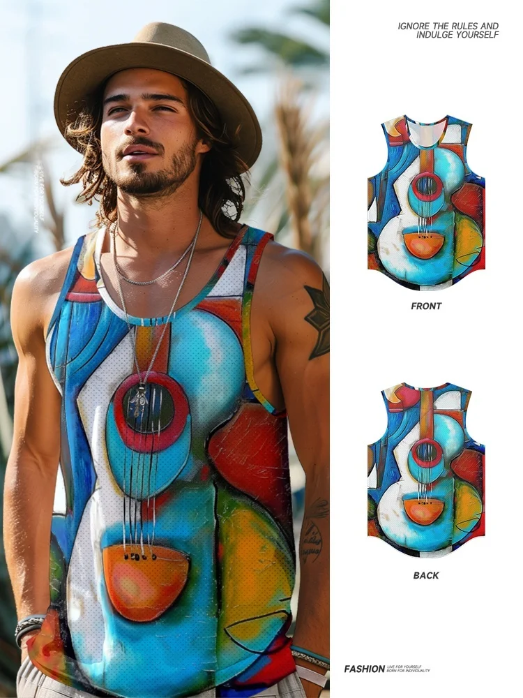 

Summer New Loose Casual American Sle Men's Fitn Vest Thin Spor Workwear round Ne Sweat Vest Breathable Polyester
