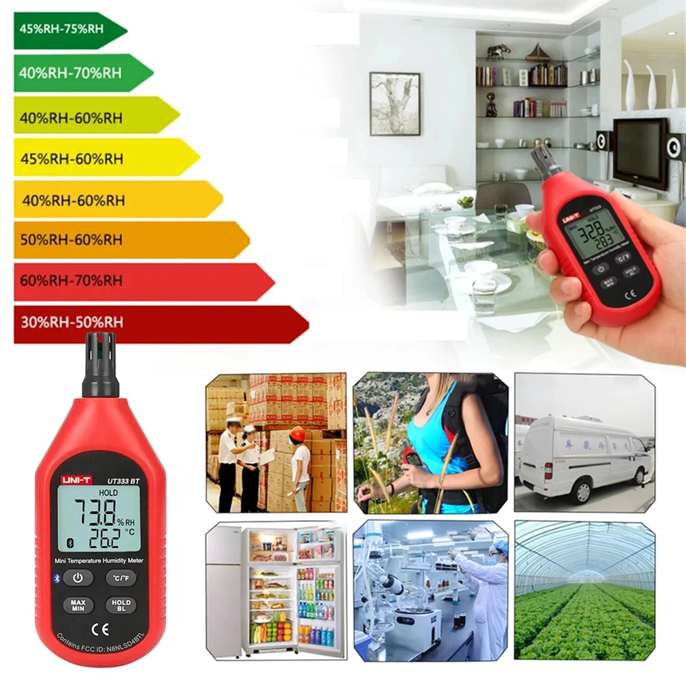 UNI-T UT333 UT333BT Mini Temperature Humidity Meter LCD Digital Air Temperature Thermometer Hygrometer Gauge Tester MAX/MIN Mode