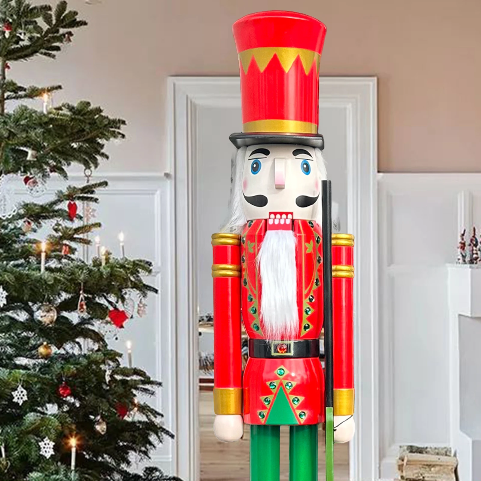 

CDL Nutcracker Soldier 6 foot 180 cm Red and Green Large Wooden Christmas Nutcracker Figure Soldier Carry Gun K05