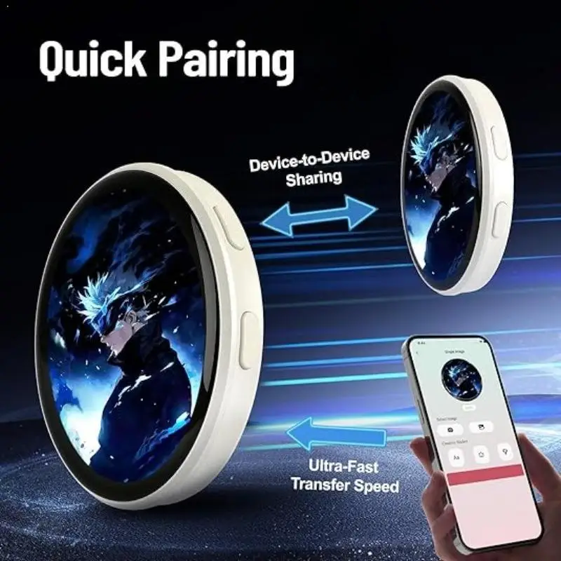 

Цифровой значок-пин с пиксельным экраном в стиле аниме, умный электронный значок для рюкзаков, крутой кнопочный дисплей, фото-именная табличка, электронный подарок