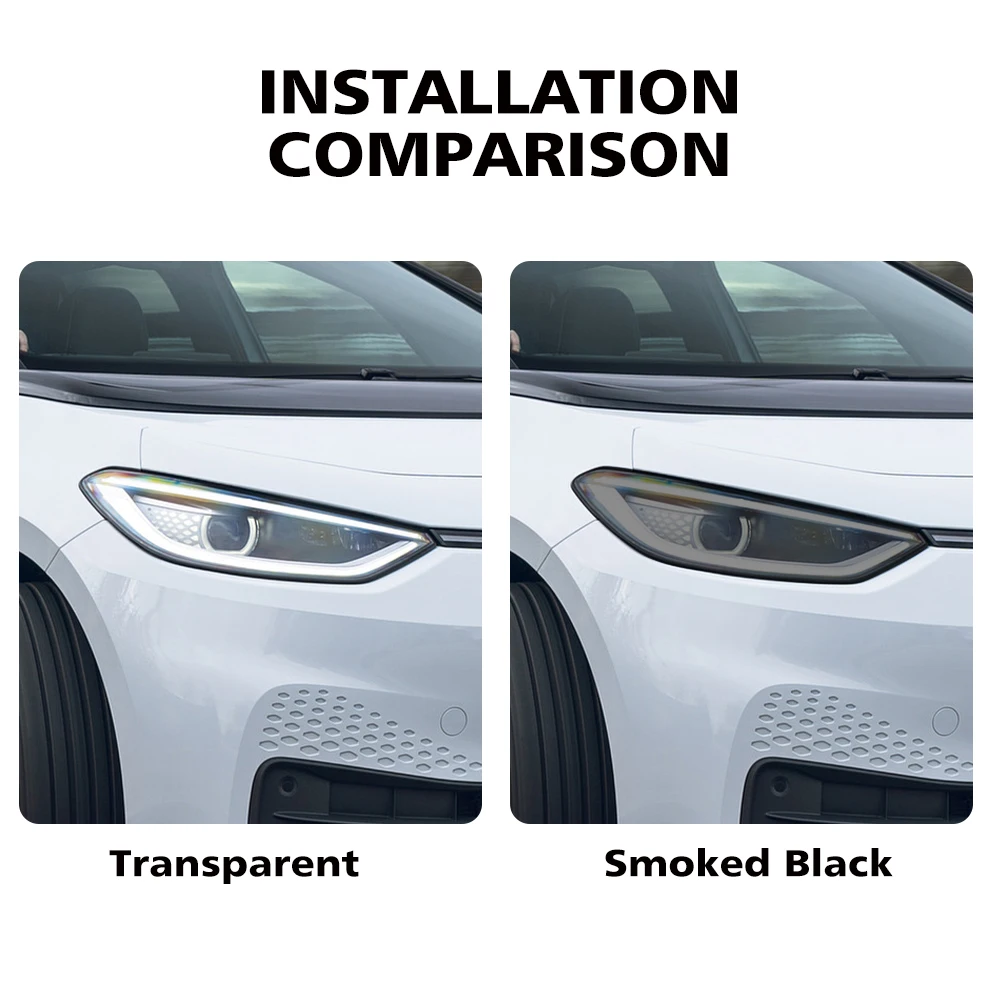TPU PPF Car Headlight Protective Film for Volkswagen ID.3 2021-2026 Smoke Black Pre Cut Anti-Scratch Headlight Vinyl Wrap Film view 4