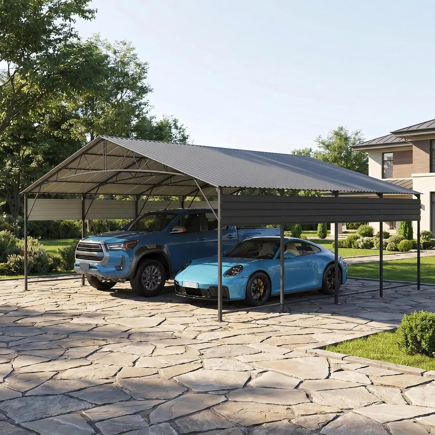 20x20 FT Metal Carport, Heavy Duty Oversized Carports, Custom