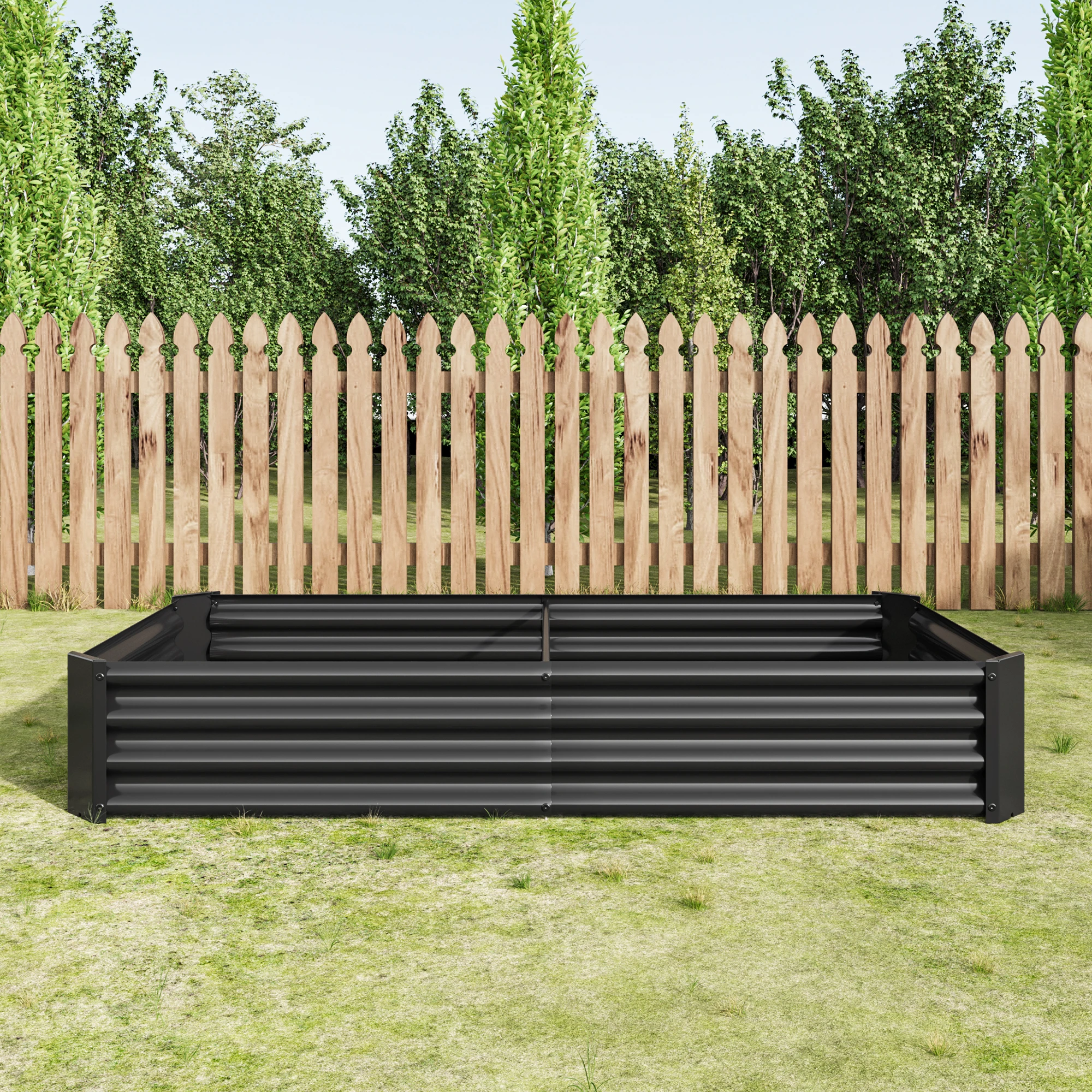 Raised Garden Bed Outdoor, 631ft , Metal Raised  Rectangle Planter Beds for Plants, Vegetables, and Flowers - Black