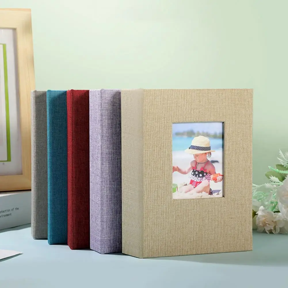 Children Photo Album Elegant Linen Cover Photo Album with 56 Pockets for 4x6-inch Pictures for Wedding Travel Family Memories