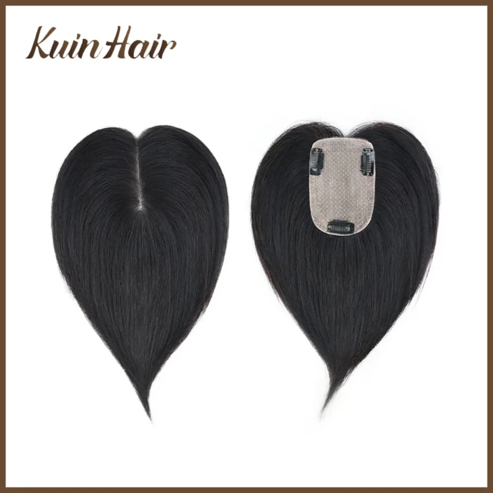 F Silk Base Straight 100% Human Hair Clip in Breathable Women Toupee Natural Color Hair Toupee Replacement Piece Female Real Wig