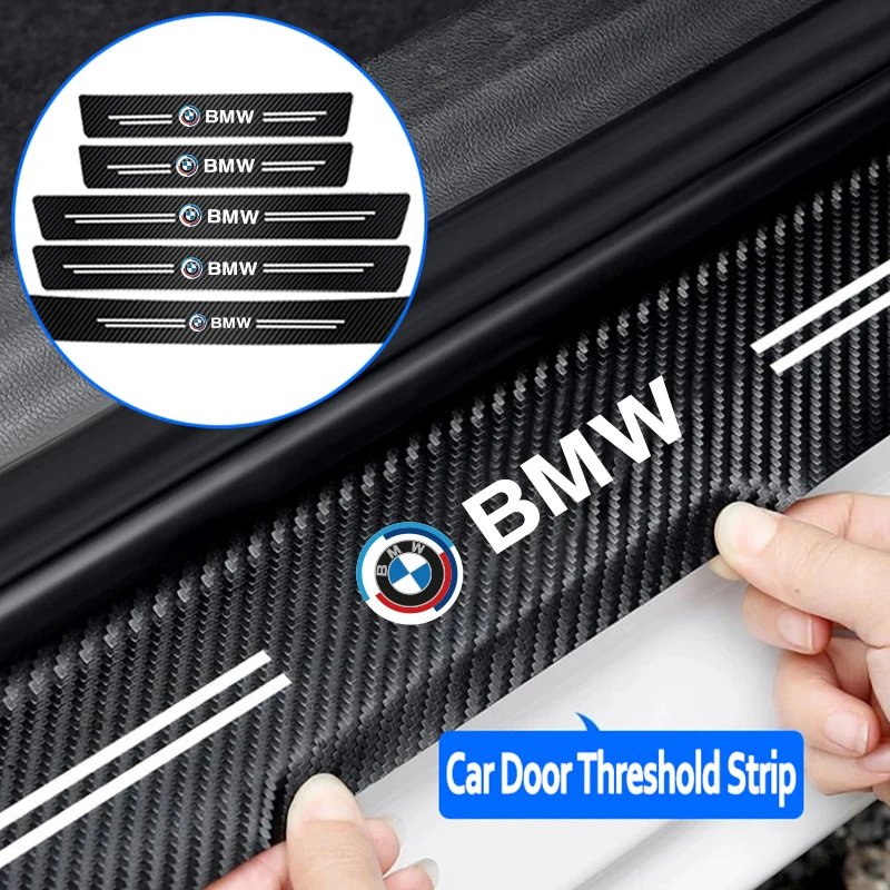 Car Logo Door Carbon Fiber Sill Protector Stickers For BMW 50th M F10 E90 F20 X3 X1 X2 X4 X5 X6 E70 E30 E34 E53 E61 E62 E93 GT