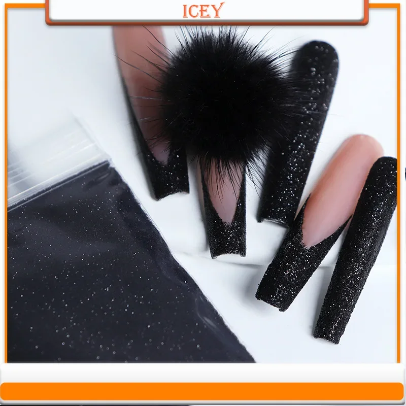 Icey Beauty 1kg Pure Black Woolen Powder Polarized Nail Glitter Decoration Sugar Powder Nail Fine Powder