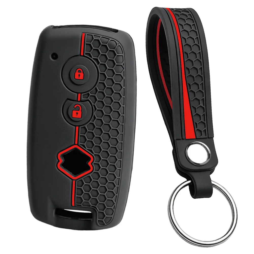 For Suzuki Swift Alto Jimny SX4 Vitara Ignis Baleno Ciaz Ertiga Silicone Remote Key Case With Compact Finger Loop And Key Ring