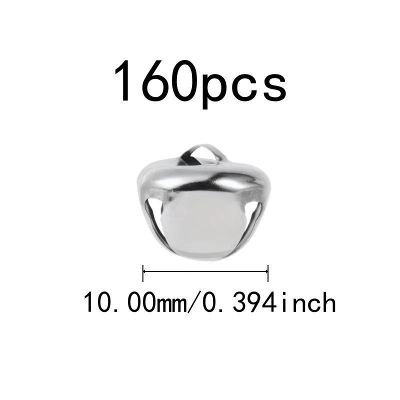 160 pcs 10mm Christmas Decoration Bells with Small Delicate Size, ideal for Pet Collar Charm and Home Hanging Ornament, Silver