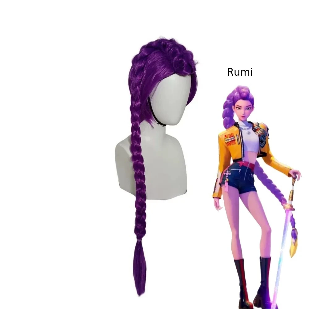 Kpop Devil Hunter Wig Mira Rumi Zoey Girl Role Play Purple Black Red Halloween Children Role Play Long Hair