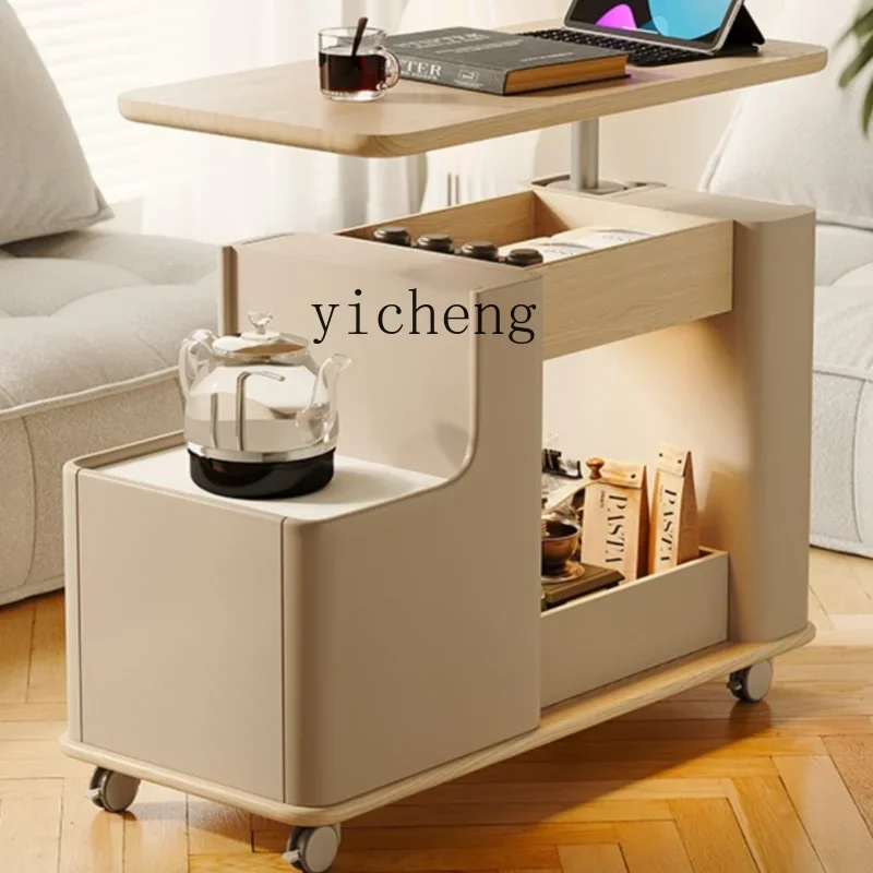 ZC Mobile Coffee Table Car Small Apartment Modern Living Room Sofa Edge Lifting Trolley Balcony Tea Table