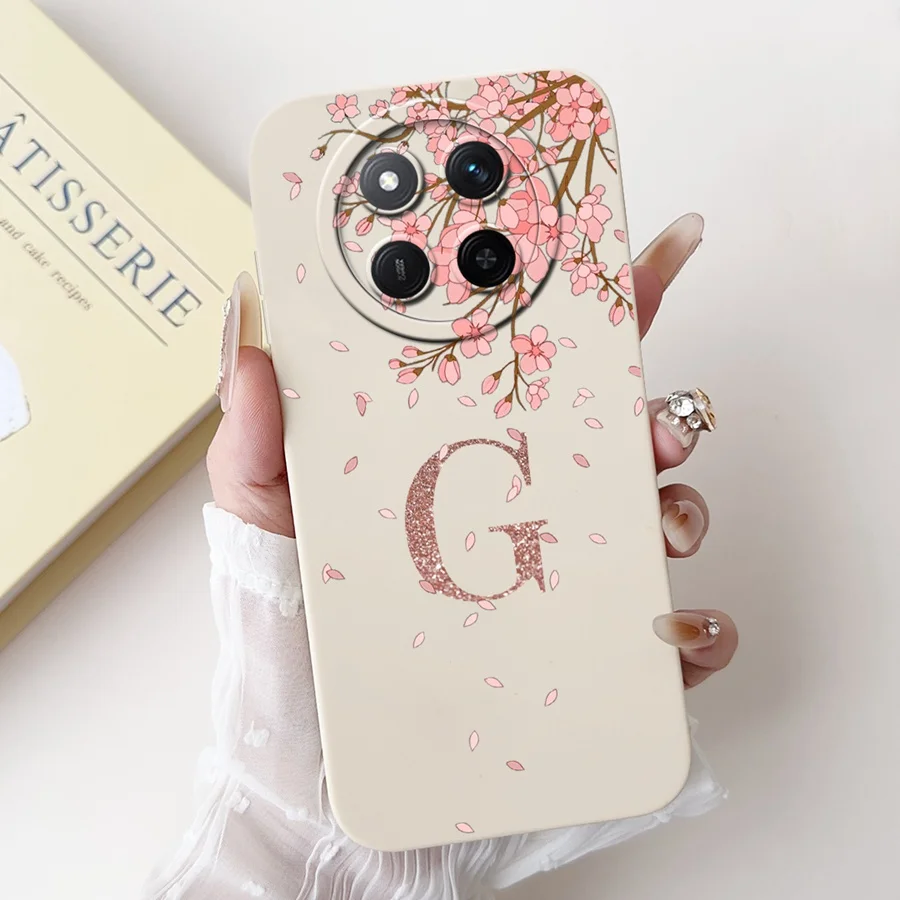 For Honor X9c Case Flower Crown Initial Letter Soft Silicone Back Case For Honor X60 Pro Phone Couqe for HonorX60 Pro Fundas