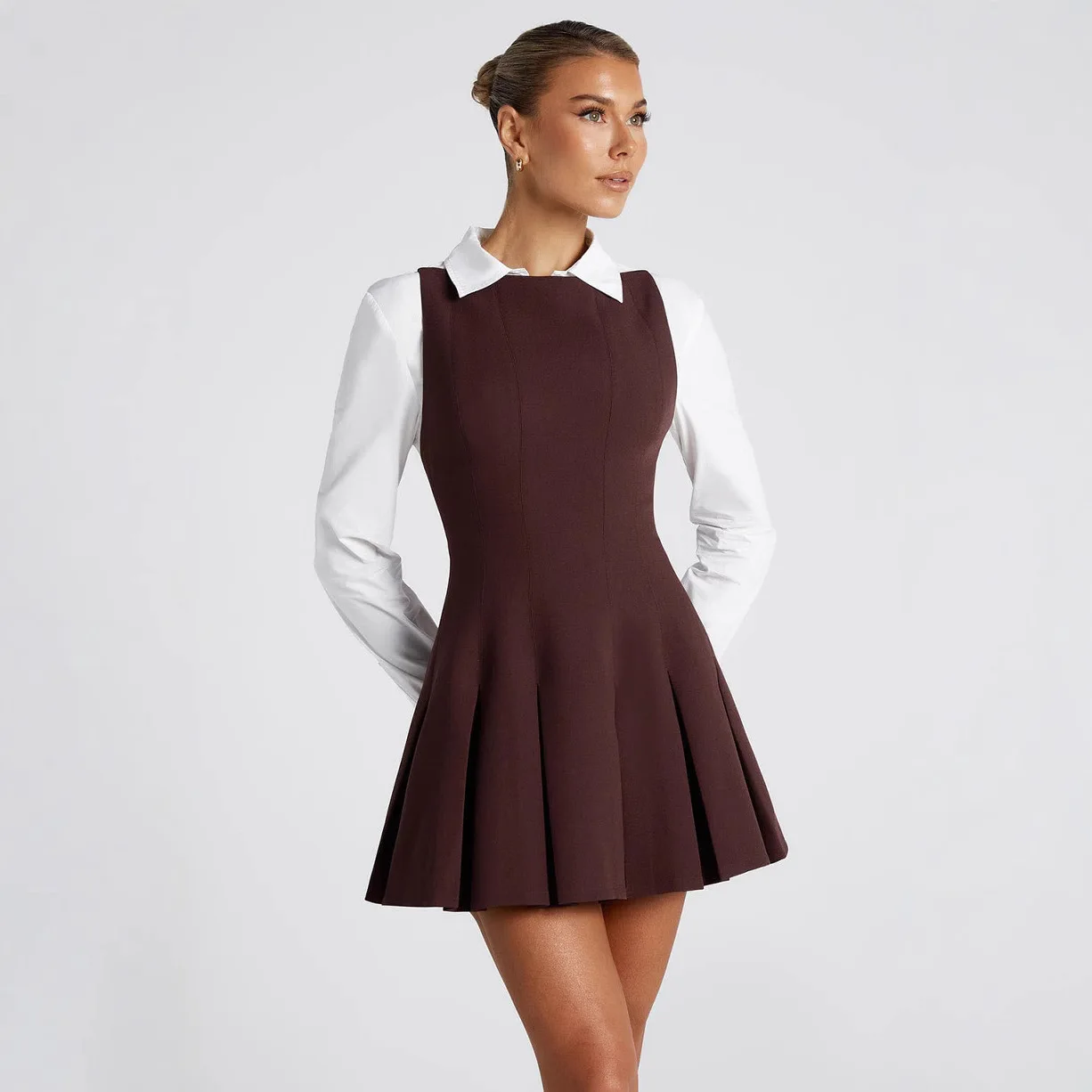 

Womens Dresses Traffic Zara 2025 The New Fashionable Simple Solid Color Sleeveless Waist Pleated Elegant Party Dresses