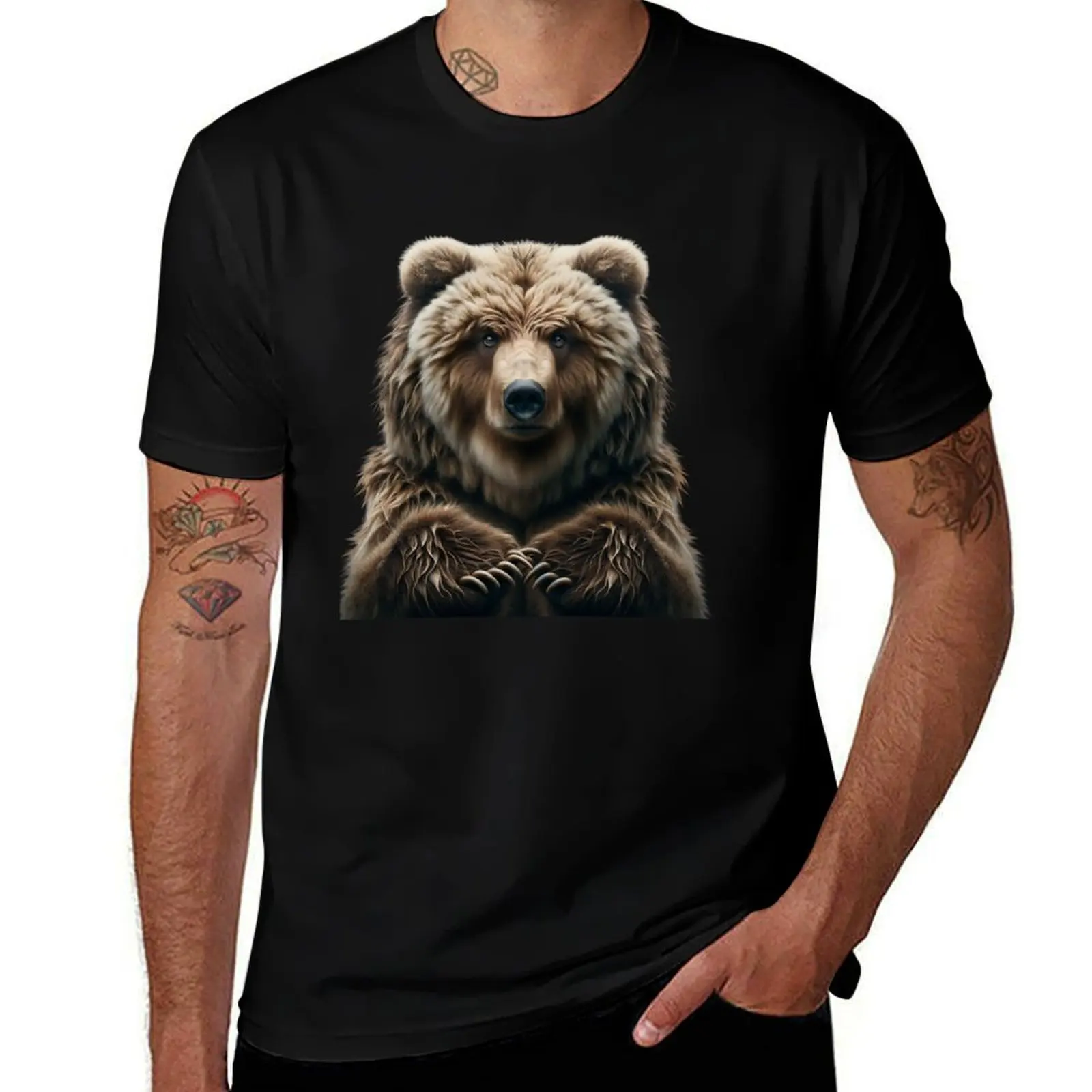 

Grizzly Bear Art Tee for Wildlife Fans T-Shirt funny shirt cotton plus size tops oversizeds anime t shirts shirts men