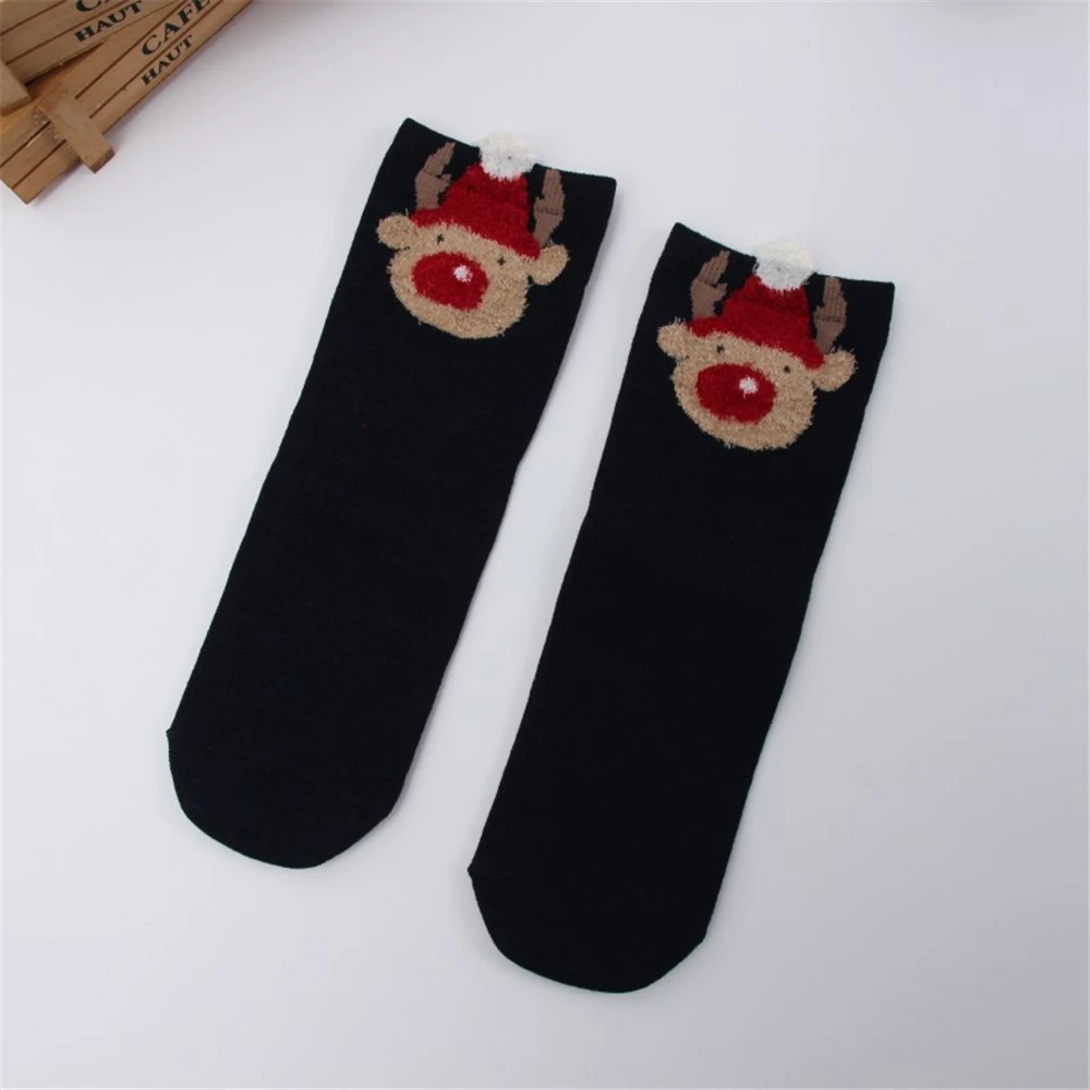 3 Paare/los frauen Casual Winter Weihnachten Socken Deer Fuchs Bär Hund Elch Baumwolle Cartoon Warme Weiche Sokken Weihnachten Geschenk dropship – Detail 22