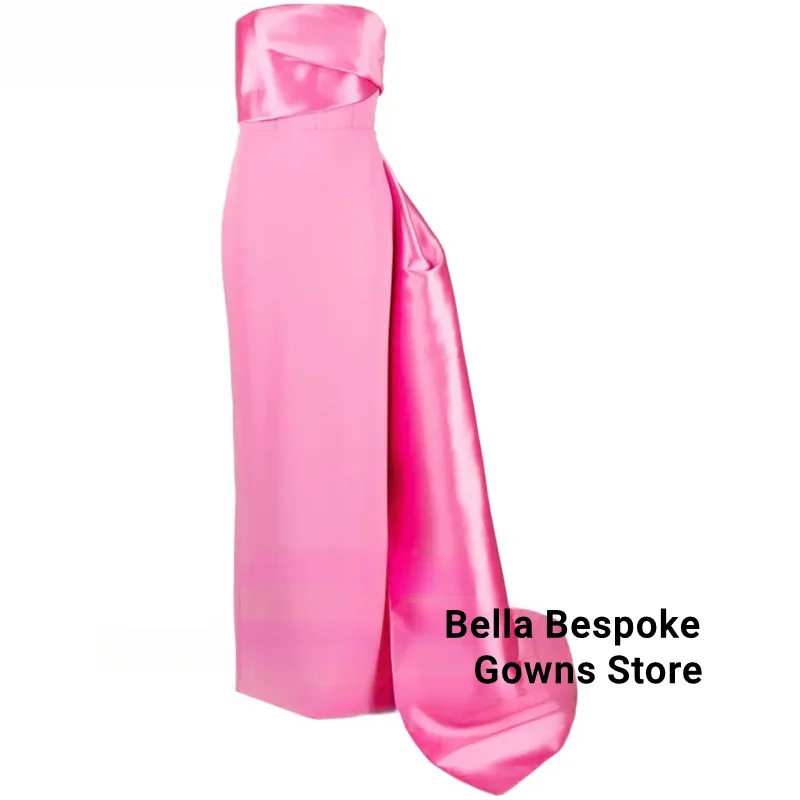 Rosafarbene, elegante Abendkleider für Hochzeiten, trägerloses Satin-Kleid für besondere Anlässe, Hochzeitsgastkleid nach Maß