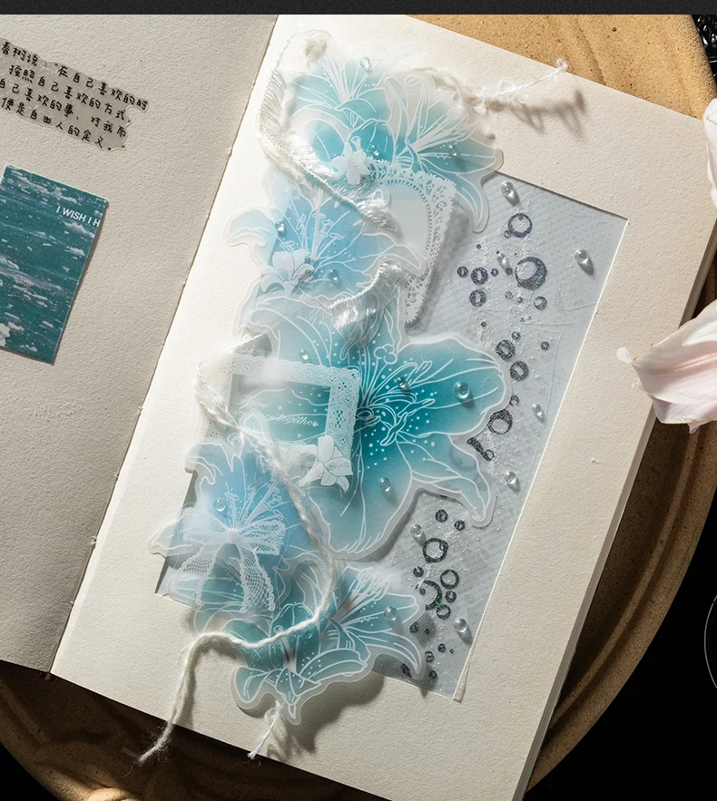 Journal GO 10 Stück Kreative Lilien-Aufkleber für Collage Junk Journal Scrapbooking Dekorative Karten Bastelarbeiten Klebeband-Aufkleber – Detail 10