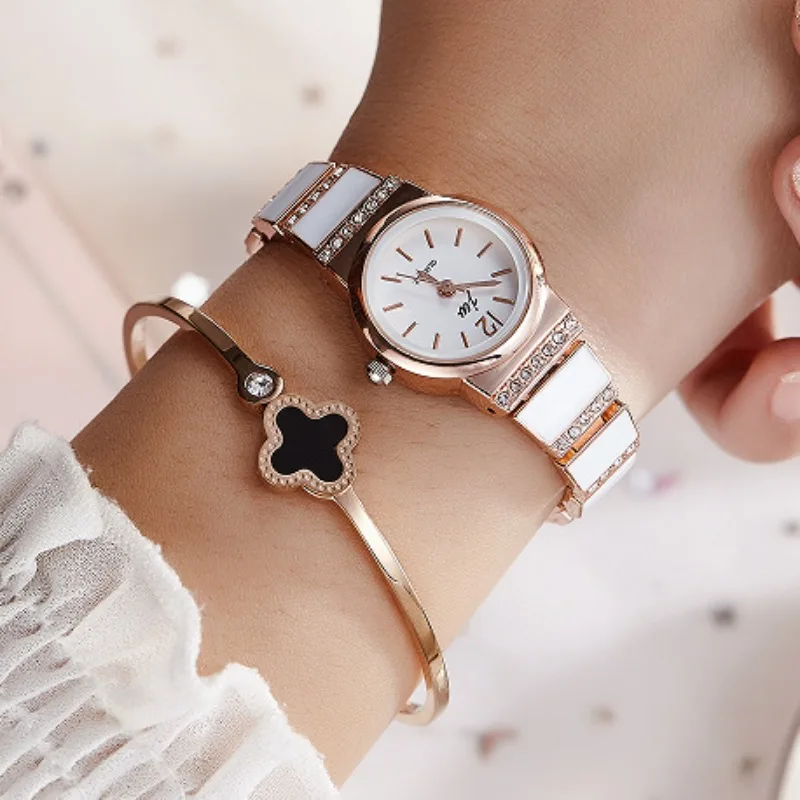 فاخر حجر الراين نساء ساعات كوارتز موضة صغيرة الهاتفي الصلب حزام ساعات المعصم للسيدات ساعة Reloj Mujer Relogio Feminino #3