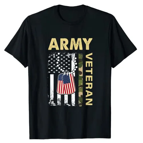 Camiseta Vintage do Exército para o Dia do Veterano com Bandeira Americana para Mulheres e Homens, Roupas Streetwear, Camisetas Gráficas, Blusas de Ma