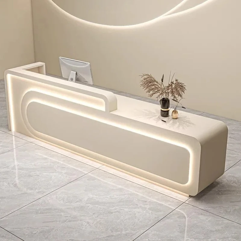 

Aesthetic Elegant Bar Counter Cabinet Modern Delicacy Checkout Shop Reception Desks Unique Luxury Mostrador Commercial Furniture