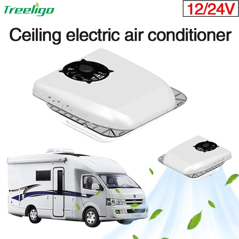 

Treeligo 24V/12V Electric Automotive RV Air Conditioner Ultra thin Cooling Air Conditioning For Camping Car Caravan Motorhome