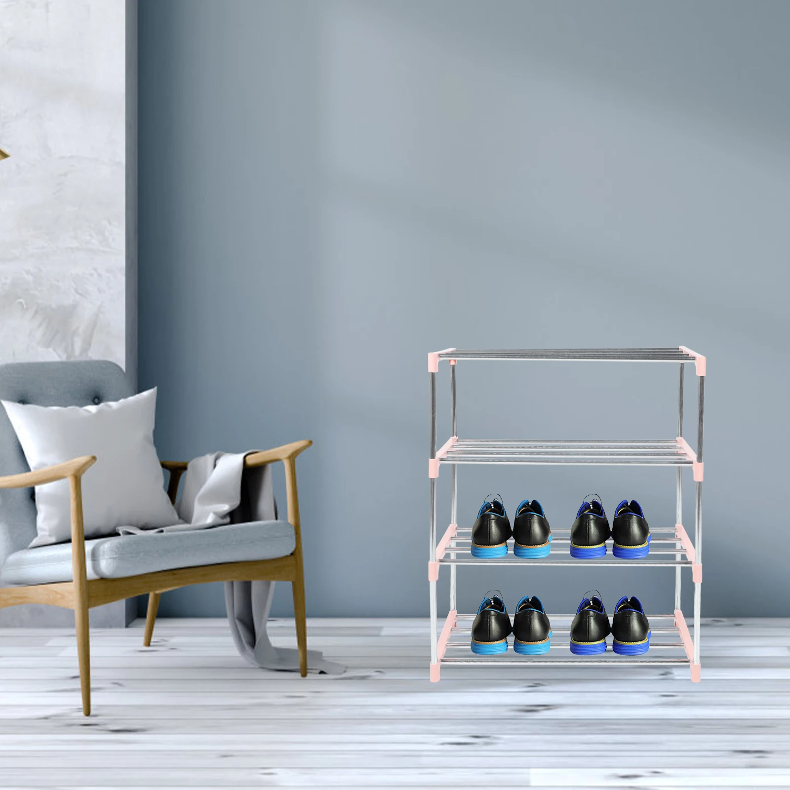 

Four-layer Shelf Rack Household Organizer Large Size Modern Design Stainless Household Shoes Rack Shoes Shelf Steel