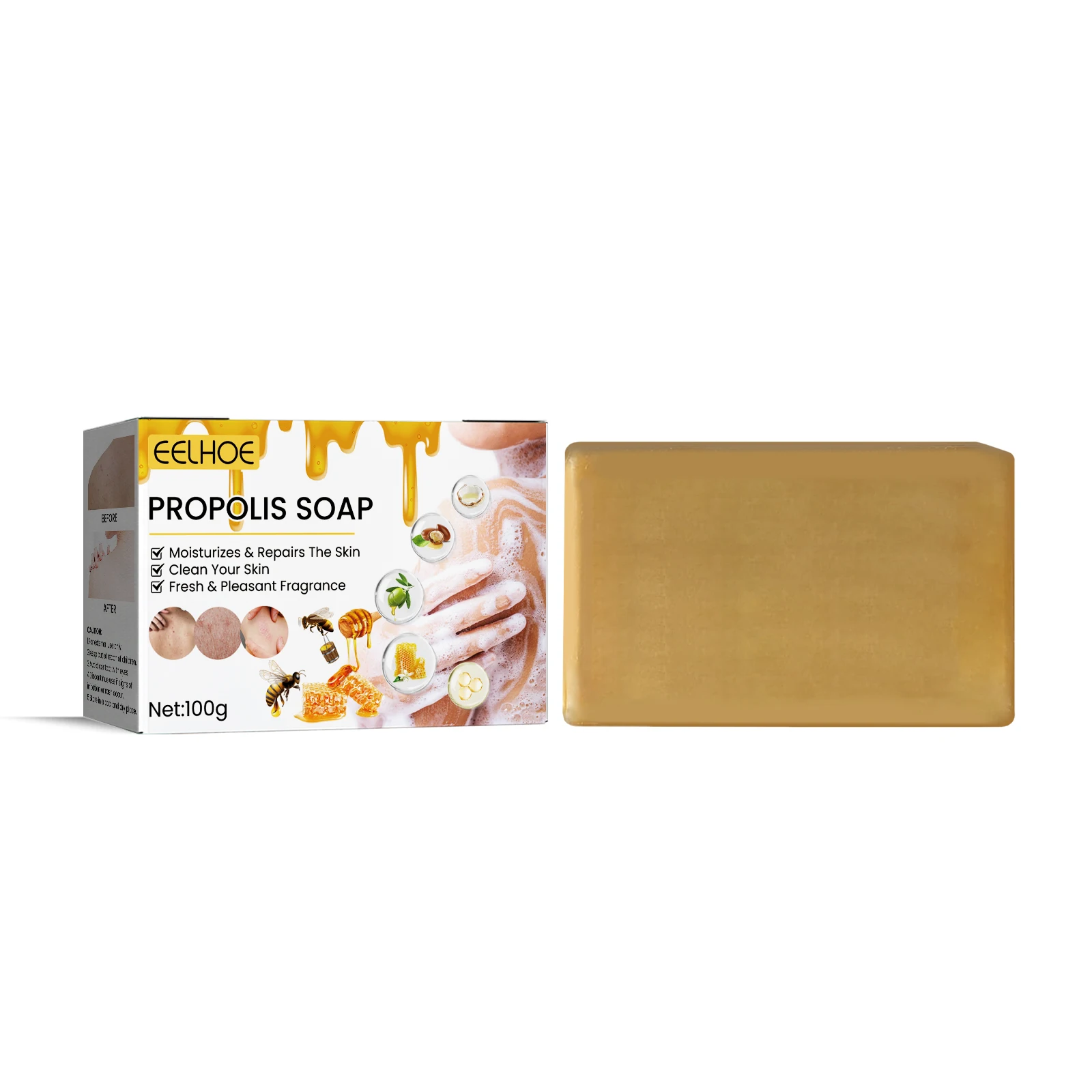 Propolis Essence Handmade Soap Face Body Deep Cleansing Soap Bleaching Skin Moisturizing Oil Control Nourishing Shower Soap 100g