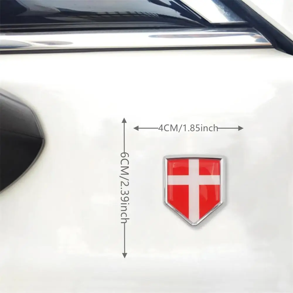 Denmark Flag Sticker Car Decorations Chrome Shield Flag Embroidery  For Cars  Compatible  motorcycle with Vehicles Trucks SUV RV