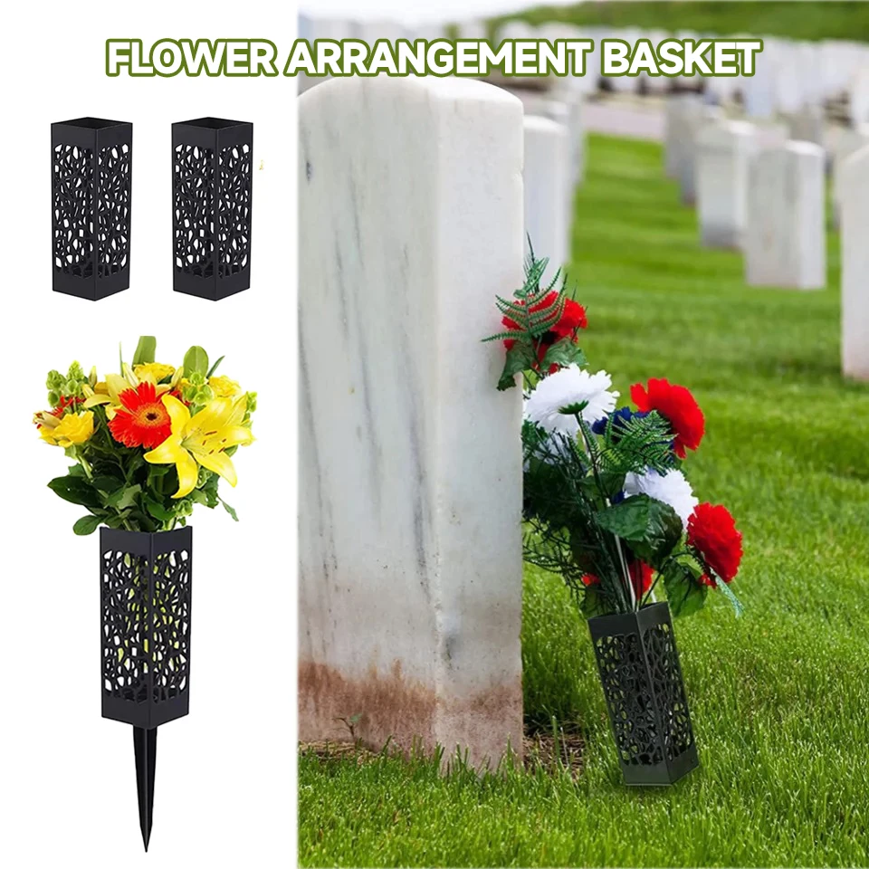 Cemetery Vases In Ground Garden Flower Basket Hollowed Out ArrangementCemetery Flowers for Grave Vase Cemetery Vases With