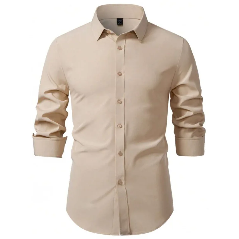

Slim Fit Men's Business Long Sleeve Shirt Elegant Casual Fashionable Male Businesswear Resistant to Deformation