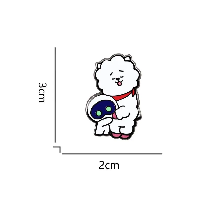 BT21 RJ Metal Badge Creative High Color Value Anime Cartoon Doll Styling Printed Men's and Women's Bags Clothes Decorative Gift view 5