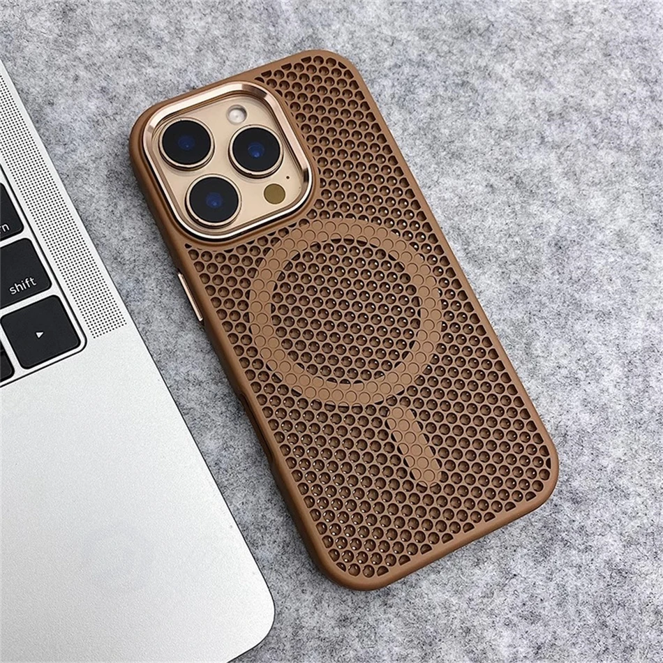 Siatka odprowadzająca ciepło do magnetycznego etui bezprzewodowego Magsafe do iPhone 16 15 14 13 12 17 18 Pro Max, oddychająca osłona ochronna. — zdjęcie produktu 6