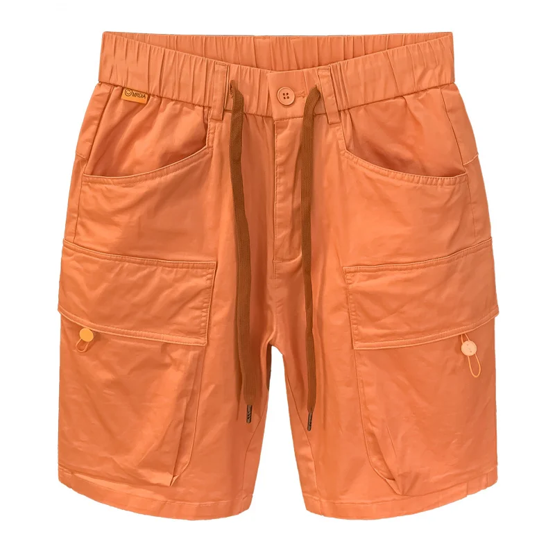 Casual workwear shorts men's 2025 summer trend versatile washed loose straight leg outdoor sports five quarter pants