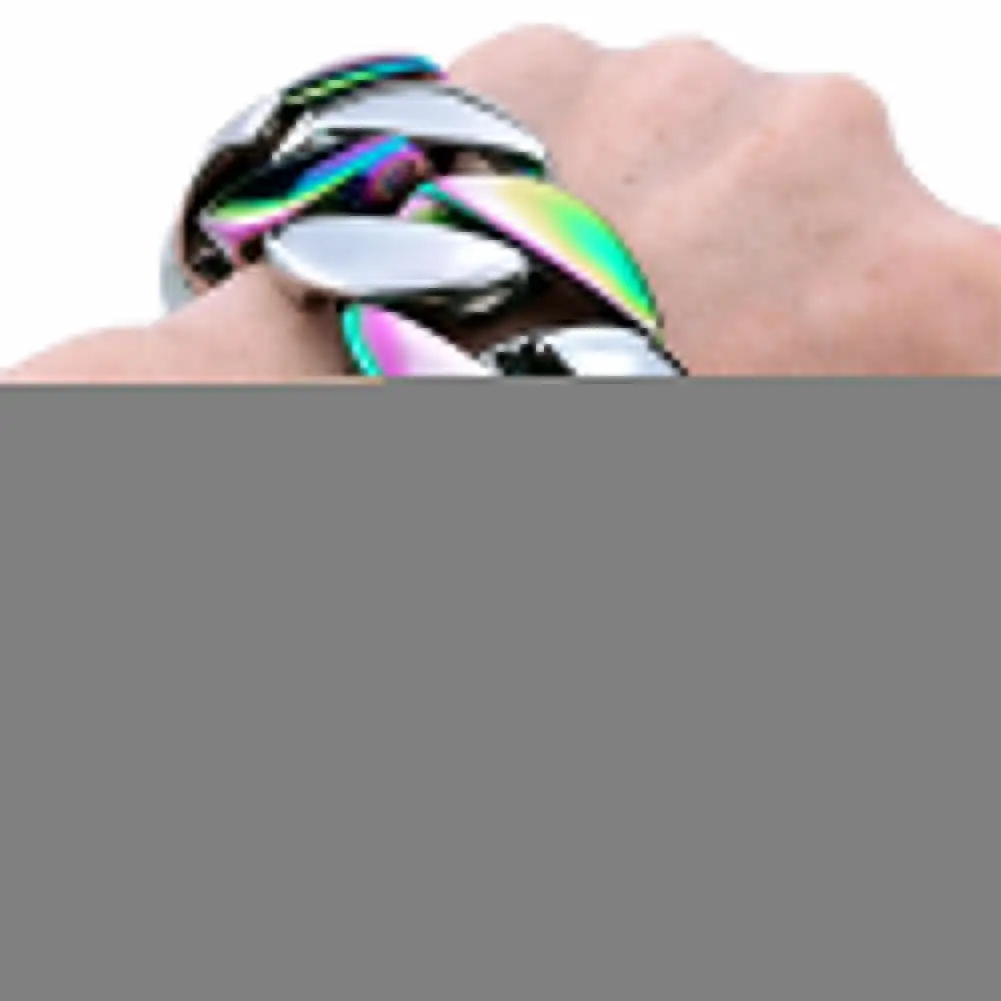 Men Bracelet 32mm Heavy Weight Bling Massive 316L Stainless Steel and rainbow