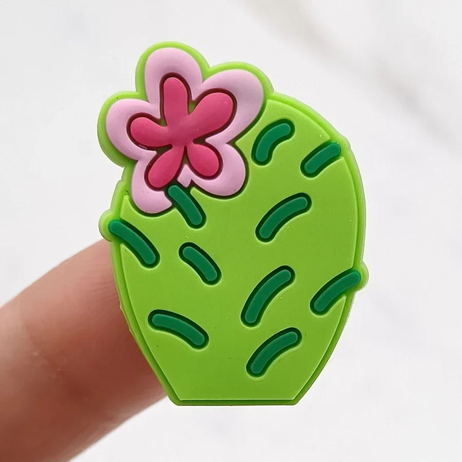 Novelty Design Green Life PVC Shoe Charms Designer Sandal Upper Decorations Accessories Flower Cactus Leaf Shape Clog Pin Buckle